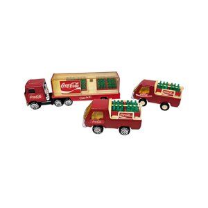 VTG Buddy L Coca-Cola Delivery Trucks Semi Truck Lot w/ Bottles 1980 1982 Japan